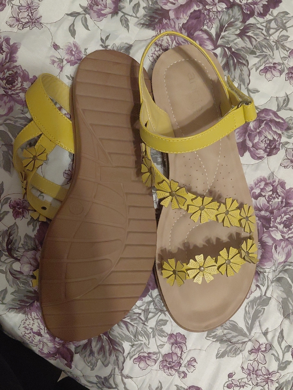 Women’s Yellow Floral Strap Sandals